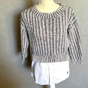 A9 Thakoon Womens Sweater M Gray White Long Sleeve Mixed Media